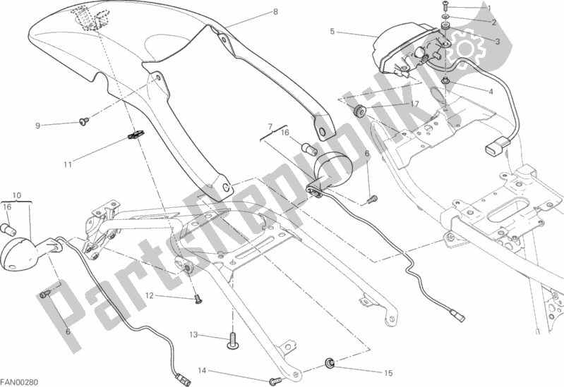 All parts for the Taillight of the Ducati Scrambler Classic Thailand 803 2018